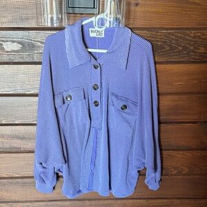 BUCKETLIST Lavender Textured Button- Down Shirt Jacket